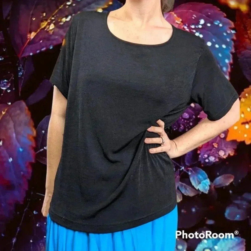 Vintage Bombshell Black Slinky Top